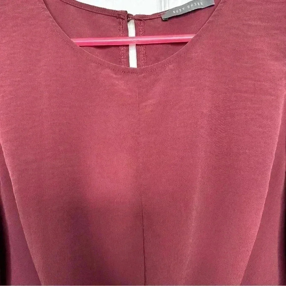 Suzy Shier Blouse Sleeveless Cross  Front Burgundy Size Large - Picture 5 of 16